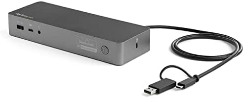 StarTech.com USB-C ve USB-A Yuvası-100W Güç Dağıtımına Sahip Hibrit Evrensel Dizüstü Bilgisayar Yuvası-Çift Monitör 4K 60Hz HDMI ve