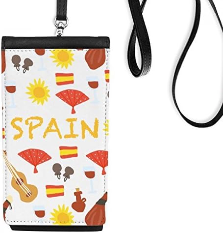 Ispanya Flamenko Müzik Gıda Telefon cüzdan çanta Asılı Cep Kılıfı Siyah Cep