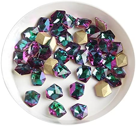 WAAZI 30/100 pcs Nail Art Parlak Kristaller Buz Küp Şekli Rhinestones 3D Strass Charm Cam Mücevher Manikür Tırnak (Renk: Hematit, Boyutu: