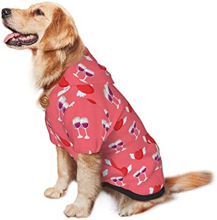 Büyük Köpek Hoodie Sevgililer Şarap kadehi Aşk Evcil Hayvan Giysileri Kazak Şapka ile Yumuşak Kedi Kıyafet Ceket Orta