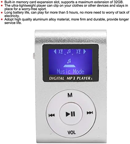 Taşınabilir MP3 Müzik Çalar, Spor Geri Klip LCD Ekran, Destek Hafıza Kartı MP3 Çalar Seti, 5 saatten Fazla Ömür, Alüminyum Alaşımlı
