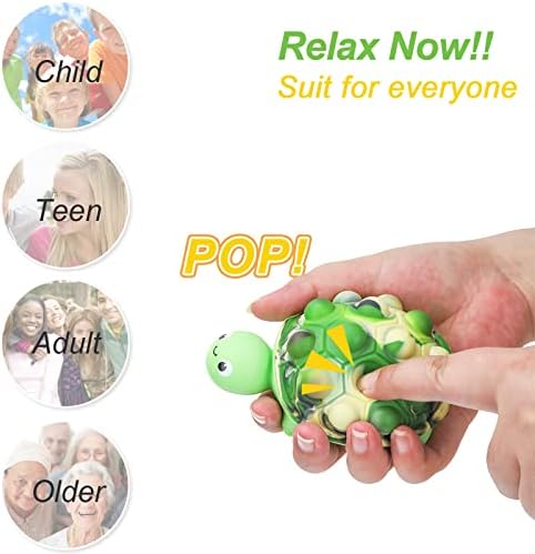 Anboor Pop stres oyuncakları, 3D Silikon Kaplumbağa İtme Kabarcıklar Duyusal Oyuncak Pop Stres Topu Anksiyete Stres rahatlatıcı Oyuncak
