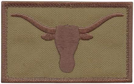 Texas Longhorn Tan Çakal Yalnız Yıldız ABD Ordusu Taktik Moral Kanca Kapağı Yama