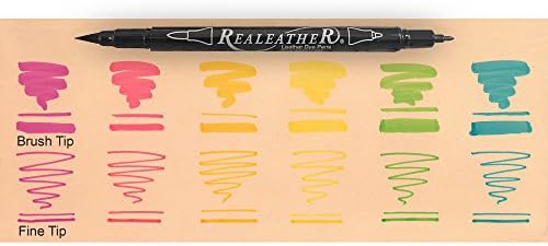 Realeather F2400-05 Deri Boya Kalemleri, 6'lı Paket Çift Uçlu 6, Parlak Renkler