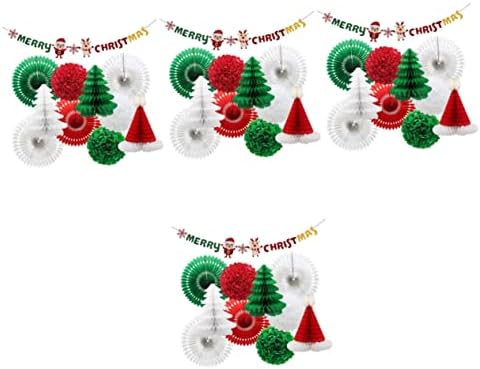FAVOMOTO 4 Takım Temalı Süslemeleri Afiş Çiçek Asılı Petek Sahne Kağıt Ağacı Düzeni Şenlikli Süsler Noel Dekorları Tema Parti Noel