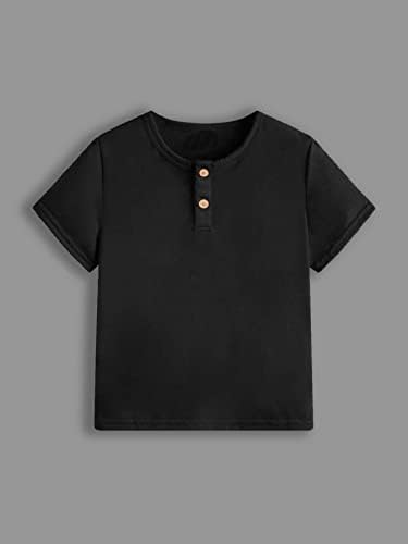 MakeMeChic çocuğun 3 Paket Rahat Katı Kısa Kollu Çeyrek Düğme T Shirt Tee Tops