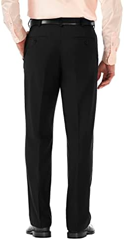 Haggar Erkek Serin 18 Pro Klasik Fit Plise Ön Gizli Genişletilebilir Bel Pantolon-Düzenli ve Büyük ve Uzun Bedenler