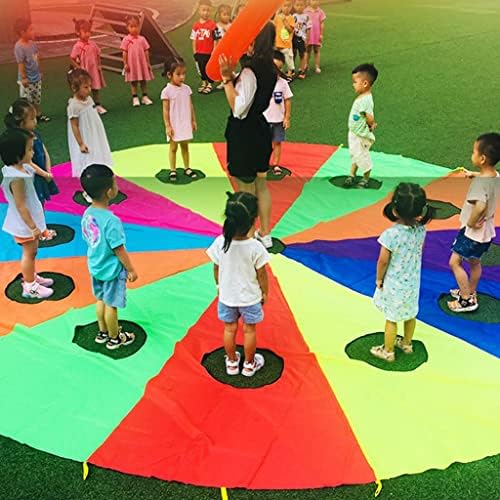 LRPJ Gökkuşağı Oyun Paraşüt, Kolları ile Çocuklar için Paraşüt Oyna, Çocuklar için Kooperatif Takım Oluşturma Oyunları Paraşüt Vücut