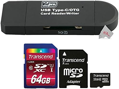 USB 2.0 Tip-C microSD ve SD Kart Okuyucu + 32GB Micro Sd Kart + 64GB Hafıza Kartı (İçe aktarma Modeli)