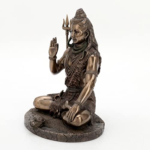 Meditasyonda Veronese Tasarım Lord Shiva Poz Heykeli Heykel - Hindu Tanrısı ve Kötülüğün Yok Edicisi