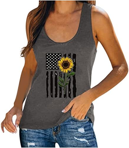 Bayan Vatansever Gömlek 4th Temmuz Kolsuz Tankı Üstleri Kadınlar için Amerikan Bayrağı T Shirt ABD Grafik Tees Racerback Yelek