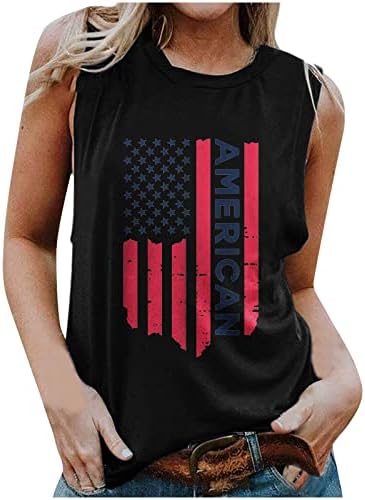Amerikan Bayrağı Tankı Üstleri Kadınlar için Yaz Kolsuz Tişört ABD Yıldız Çizgili Baskılı Tank Gömlek 4th Temmuz Tee Tops