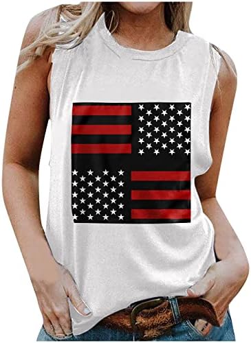 Yaz Tankı Üstleri Kadınlar için Amerikan Bayrağı Kolsuz Yelek Tees 4th Temmuz Vatansever T Shirt Bağımsızlık Günü Hediyesi Kadınlar