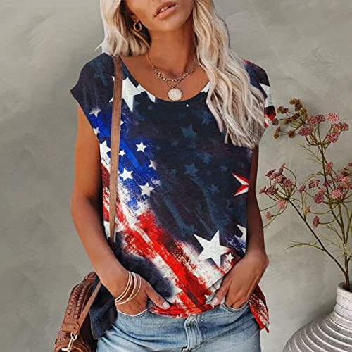 Amerikan Bayrağı Gömlek Kadınlar için Kolsuz 4th Temmuz Tankı Üstleri Rahat grafikli tişört Yıldız Çizgili ABD Tee Yelek yoga bluzu