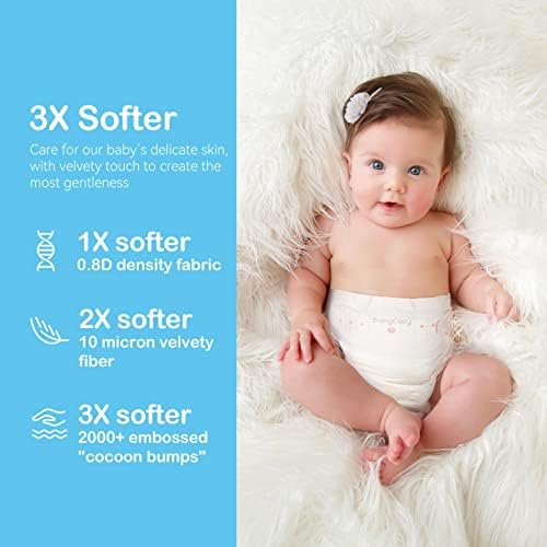 Babycozy Kundak %100 % Pamuk, Viyolonsel Şeklinde 3D Bebek Kundak, Yenidoğan Bebek Bezi Boyutu 2 (12-18lb) 74 Sayısı Kabarık Yumuşak