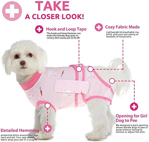 KOESON Köpek Kurtarma Kıyafeti, Çiş Deliği olan Dişi Köpekler için Kısırlaştırma Kıyafeti Evcil Hayvan Cerrahi Kurtarma Kıyafeti Köpek