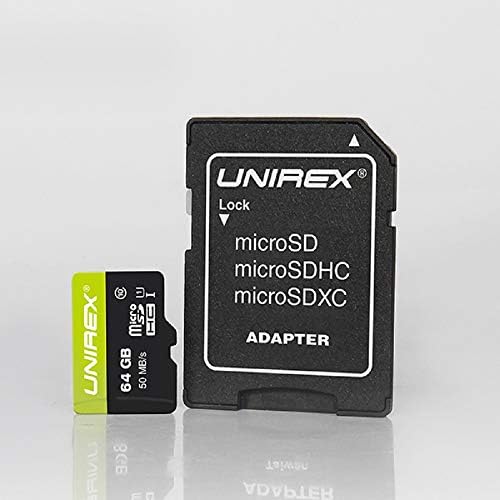 SD Adaptörlü ve USB A'dan USB C'ye microSD Okuyucuya sahip Unirex 64GB U1 microSD Kart, microSD, microSDHC, microSDXC Okur / Dizüstü
