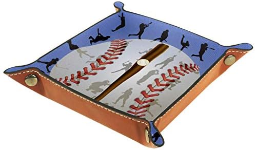 Cüzdanlar, Saatler, Anahtarlar, Madeni Paralar, Cep Telefonları ve Ofis Ekipmanları için AISSO Beyzbol Deri Vale Tepsisi Organizatörü