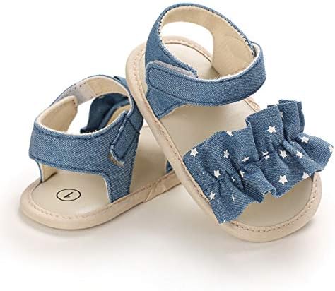 Bebek Kauçuk Yürüyüş Çocuk Ayakkabıları Kaymaz Sandalet İlk Erkek Toddler Yıldız Kız Bebek Ayakkabıları 4 bebek ayakkabısı (Açık Mavi,