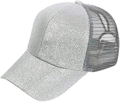 Zpervoba Örgü Geri Snapback Şapka Kadınlar için Sparkly Glitter Güneşlik Kamyon Şoförü Kapakları At Kuyruğu Şapka Beyzbol Kapaklar