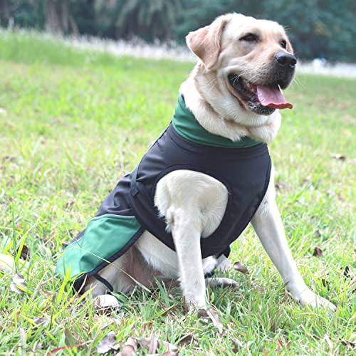 H. S. C. PET Yansıtıcı Köpekler Sıcak Ceket Su Geçirmez Gömlek, Yeşil Ayarlanabilir Köpek Hafif Ceket Polar İç, Koşum Deliği ile Doggie