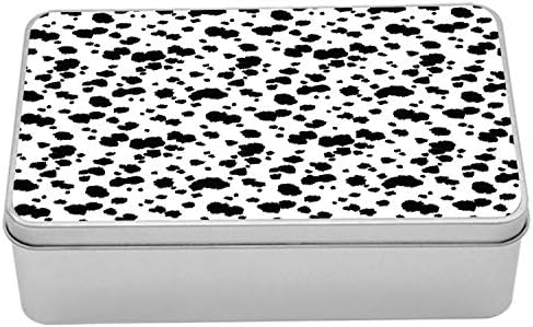 Ambesonne Hayvan Teneke Kutu, Grafik Siyah Beyaz Dalmaçyalı Kürkten İlham Alan Hayvan Derisi Baskı Dokusu, Kapaklı Taşınabilir Dikdörtgen