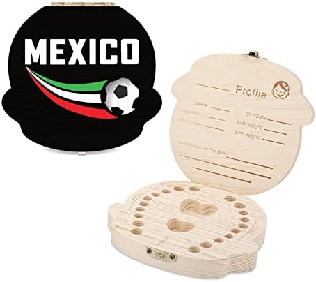 Meksika Bayrağı Futbol Diş Peri Kutusu Sevimli Hatıra Diş Tutucular Ahşap Depolama Kayıp Diş Tasarrufu Kutusu Doğum Günü Hatıra Hediye