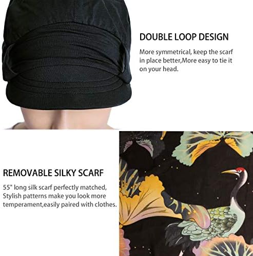 JarseHera Kemo Şapkalar Kadınlar için Bambu Pamuk Kaplı Newsboy Kapaklar Eşarp Çift Döngü Şapkalar Kanser Saç Dökülmesi