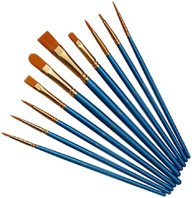SAWQF 10 Suluboya Yağ Akrilik Sanatçı Boyalı Kalem Naylon Saç Boyama Fırça Kolu Sanat Malzemeleri Kırtasiye (Renk: Mavi )