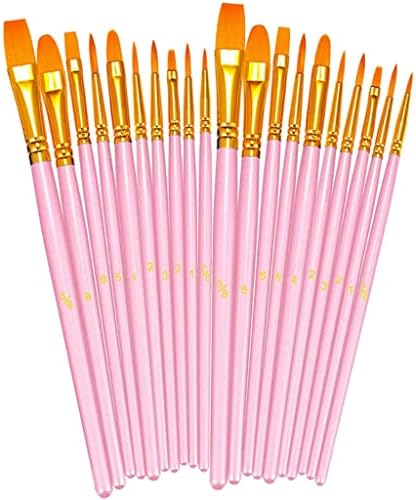 FLOYINM 20 adet boya fırçası Seti Yuvarlak Sivri Ucu Boya Fırçaları Naylon Saç Sanatçısı Akrilik Yağ Suluboya ( Renk: Siyah, Boyut: