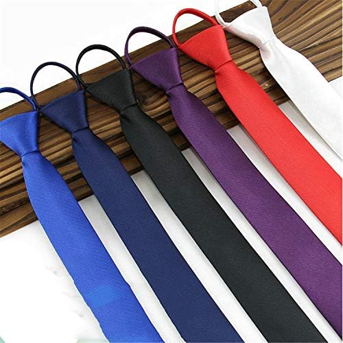 Andongnywell Düz Renk Fermuar Kravat PreTied Ayarlanabilir Resmi Zip Kravat Erkekler Kadınlar Ekstra Uzun Kravatlar Düğün için