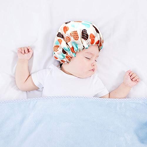 DOITOOL Uyku saç bonesi Çift Katmanlı Banyo Şapka Ayarlanabilir Çocuk Uyku Kap Yaratıcı Saten Gece Şapka Uyku Şapka (Kalp, Bej)