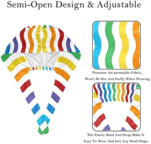 DEYYA 2 Paket çalışma kapağı Düğme ve Ter Bandı Kadınlar için Uzun Saç Ayarlanabilir Kravat Geri Şapka Altıgen Geometrik Mozaik