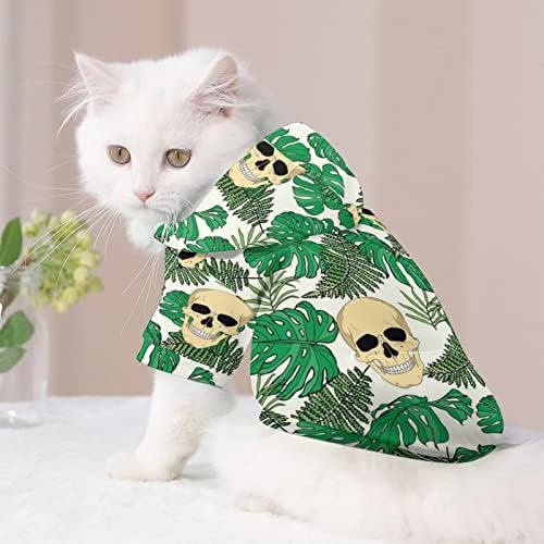 Kafatası Yaprakları Kedi Tek parça Gömlek Moda Köpek Kostüm kapaklı evcil hayvan aksesuarları
