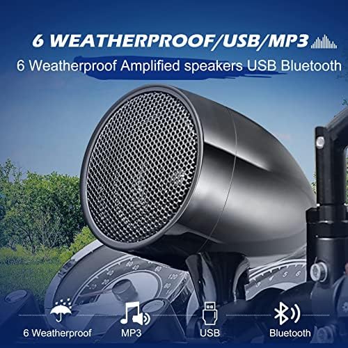 purevox Motosiklet Hoparlörler Ses Bluetooth Su Geçirmez ATV / UTV Stereo Hoparlörler Ses Sistemi ile USB AUX Mp3 Müzik Çalar ile Uzaktan