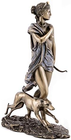 En İyi Koleksiyon Avcı Diana Heykeli-Birinci Sınıf Soğuk Döküm Bronzdan Roma Av Tanrıçası, Ay ve Vahşi Hayvanlar Heykeli-11 inç Koleksiyon