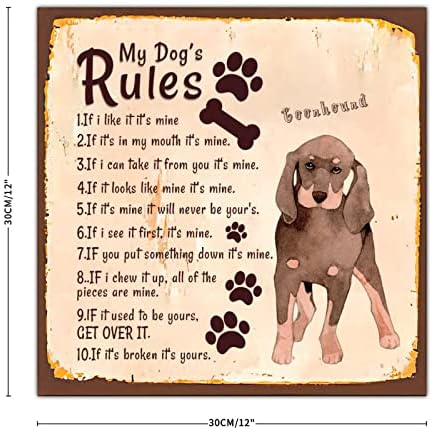 Alioyoit Köpeğimin Kuralları Komik Köpek Metal İşareti Pet Köpek Kapı Askısı Antika Metal Plaka Rustik Pet Köpek Giriş Kapısı için