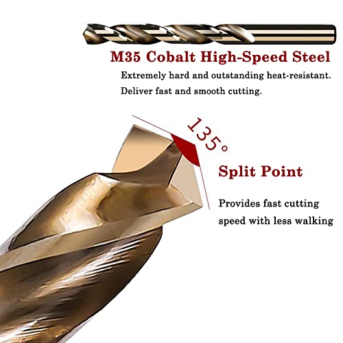 Kobalt Matkap Uçları, M35 HSS Metal Jobber Uzunluk Büküm Matkap Ucu Seti, Sert Metal Delme için uygun, paslanmaz Çelik, dökme Demir
