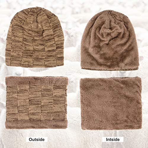 MAYLİSACC Kış Bere Şapka Eşarp ve dokunmatik ekran eldiveni Seti, Termal örgü bere Boyun İsıtıcı Eldiven ile Erkekler Kadınlar için