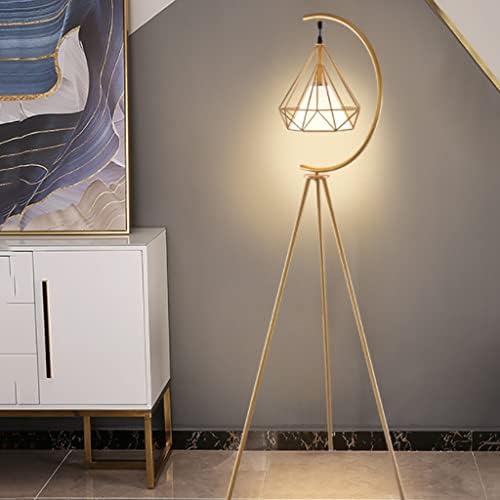 SMLJLQ İskandinav Moda Oturma Odası Zemin Lambası Yaratıcı Yatak Odası Sanat Elmas Demir Kişilik Lamba (Renk : Gri, Boyutu: 158 * 48