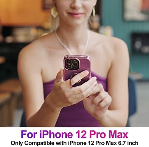 Thomo iPhone 12 Pro Max Kılıf ile Uyumlu, [Bling Kickstand] Sevimli Glitter İnce Tam Vücut Koruyucu Tampon Telefon Kılıfları iPhone