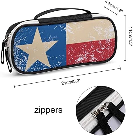 Retro Texas Bayrağı PU Deri Kalem kalem çanta düzenleyici Taşınabilir Makyaj Taşıma Çantası Saklama Çantası