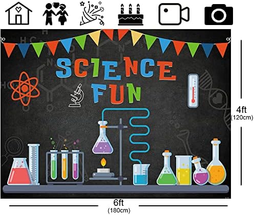 Bellımas Bilim Eğlenceli Zemin Doğum Günü Partisi için Çılgın Bilim Adamı Parti Arka Plan Kimyasal Aletler Deney Zemin Çocuklar Eğlenceli