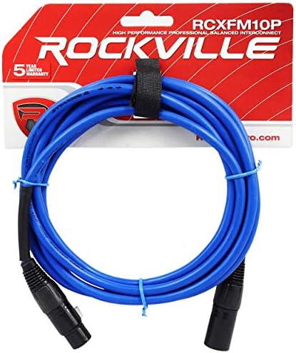 Rockville RCXFM10P-BL Mavi 10 ' Dişi Erkek REAN XLR Mikrofon / Hoparlör Kablosu