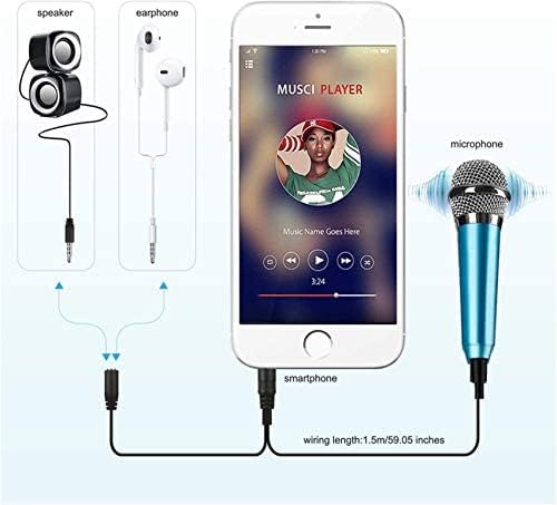 Cep Telefonu, Bilgisayar, Tablet, Kayıt Sohbeti ve Şarkı Söyleme için Mini Taşınabilir Vokal Mikrofon (Mavi)